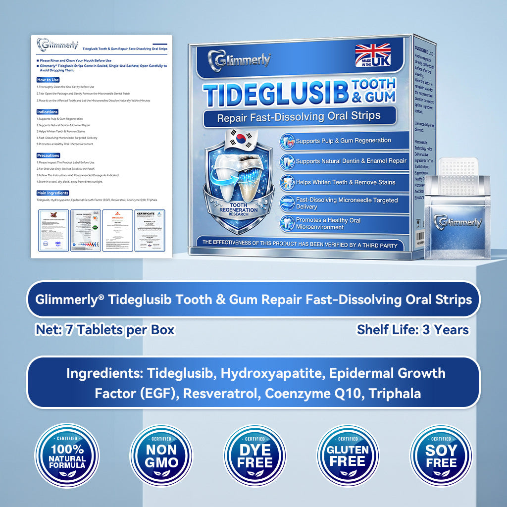 Glimmerly® 🦷 Tideglusib Fast‑Dissolving Tooth & Gum Repair Oral Strips 🔊 (Supports tooth repair and helps relieve gum discomfort and other common oral concerns)