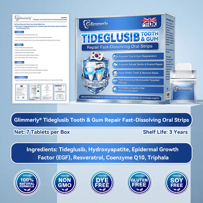 Glimmerly® 🦷 Tideglusib Fast‑Dissolving Tooth & Gum Repair Oral Strips 🔊 (Supports tooth repair and helps relieve gum discomfort and other common oral concerns)